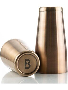 2-Piece Antique Brass Cocktail Shaker Set - 28oz Weighted Shaker & 18oz Cheater